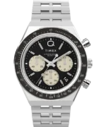 Q Timex Chronograph 40mm Stainless Steel Black and Bracelet Watch