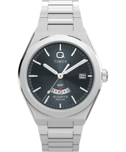 Q Timex® Continental GMT 39mm Stainless Steel Bracelet Watch